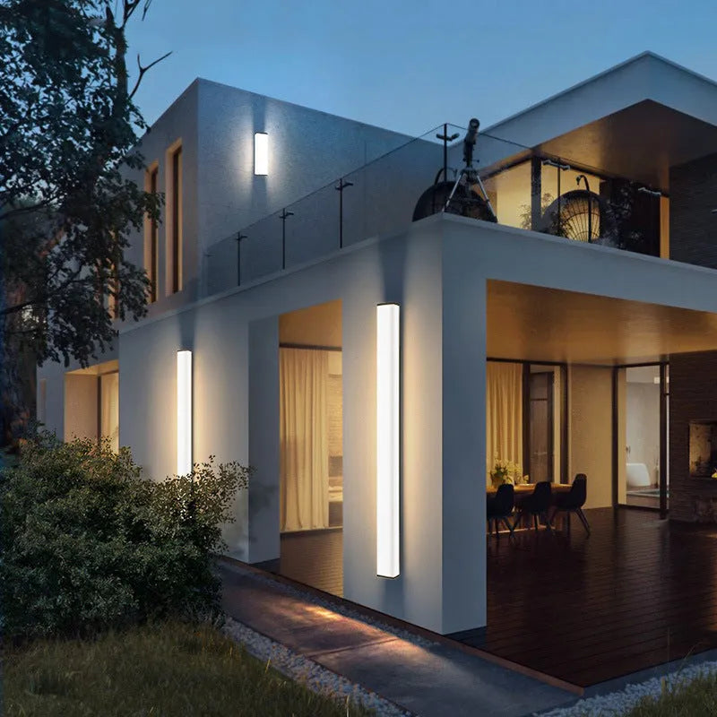 60cm outdoor wall light with long strip design, stainless steel and PC construction, IP65 waterproof rating