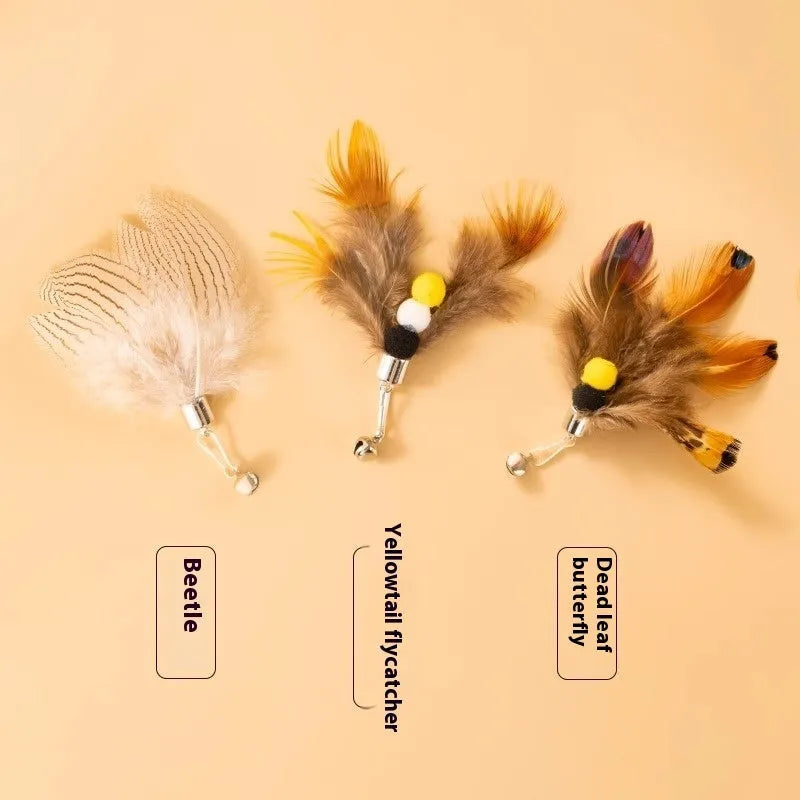Three steel wire cat toy replacement heads in small flying insect designs with scratch-resistant surface