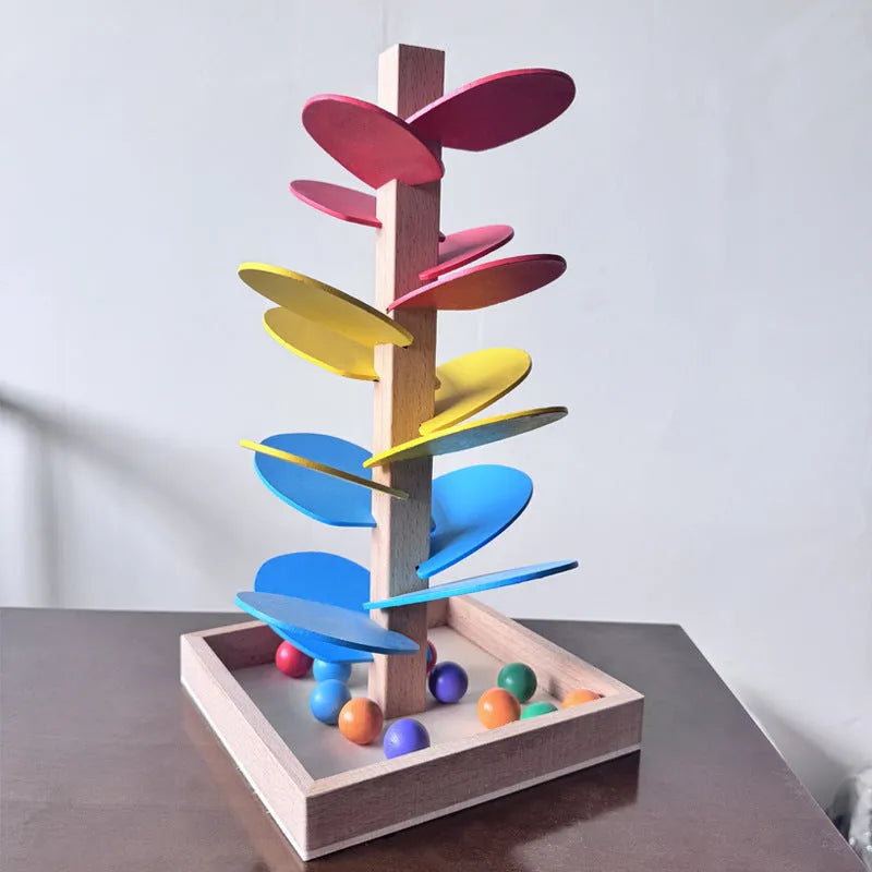 Wooden music tree toy with 10 colourful beads, 22.5 x 71cm educational bead tree