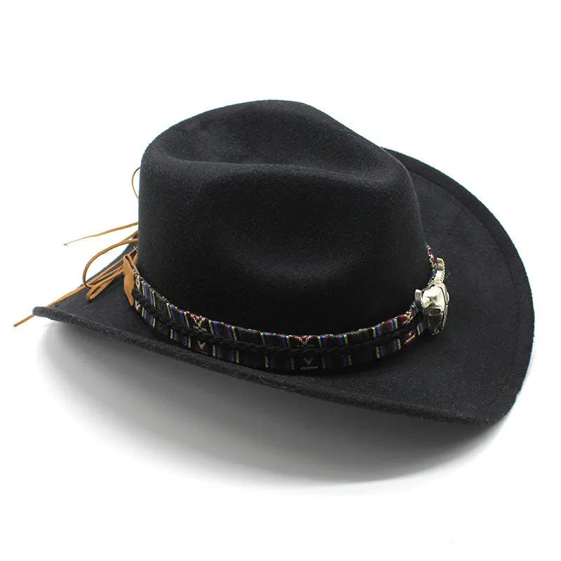 Polyester Western cowboy hat with a bell crown in army green colour, shown from the side.