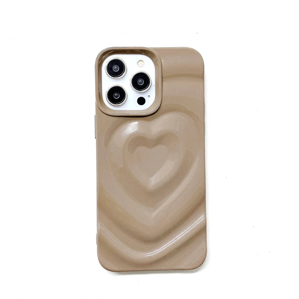 3D love wave pleated iPhone case in Milky White, TPU soft shell with shockproof, heat dissipation and anti-fingerprint features.