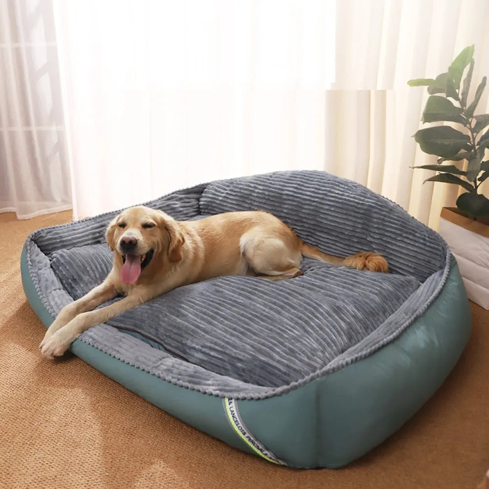 Light green winter dog bed with removable washable cover in velvet and PP cotton, available in four sizes
