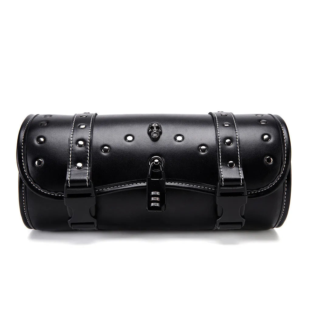PU leather motorcycle pannier bag for side storage on bikes and electric scooters