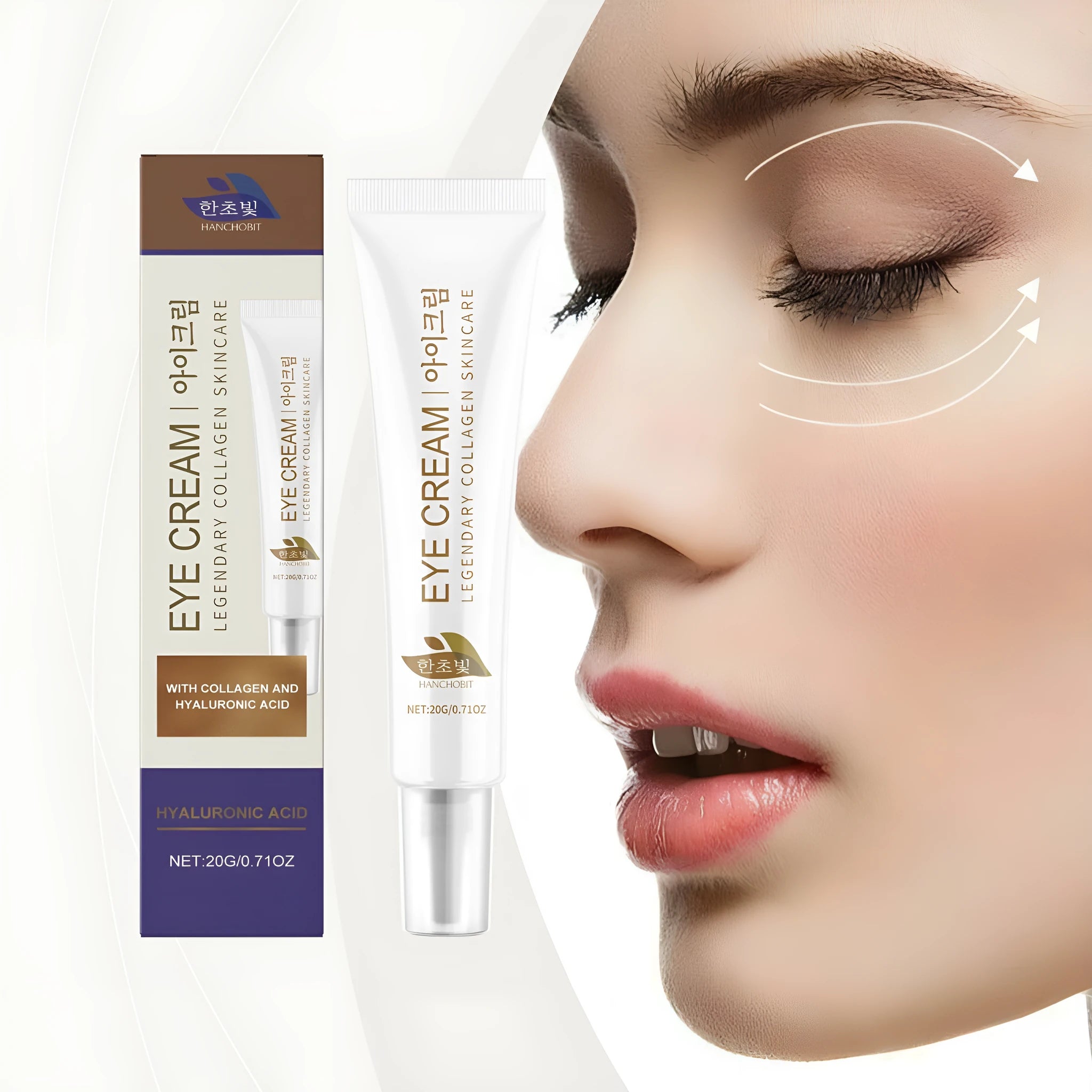 Jar of 20g collagen and hyaluronic acid eye cream for moisturising