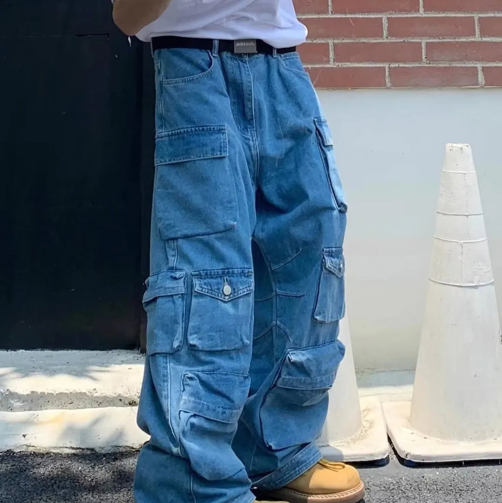 Men's Denim Straight-Leg Jeans Mid Waist Zip Fly Blue Micro-Elastic Cotton Trousers for Teenagers Adult Casual Leisure S M L XL XXL XXXL American Street Retro Workwear Jeans