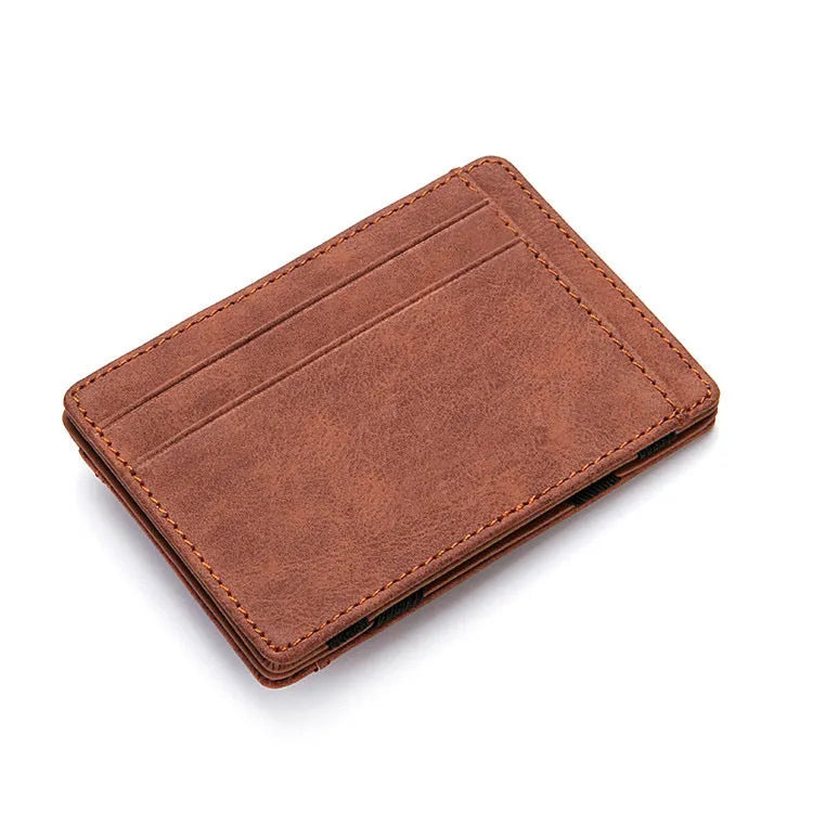 PU leather magic wallet with flip card holder and zipper coin purse in multiple colour options