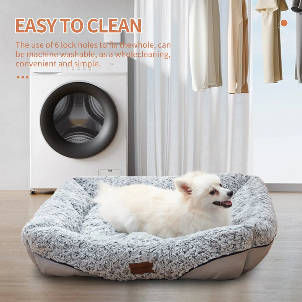 Swirl rose velvet dog bed with removable cushion for small and medium dogs and cats, S M L