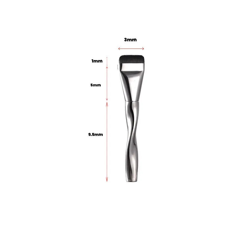 Spiral-shaped powder foundation brush with black handle and artificial fibre bristles