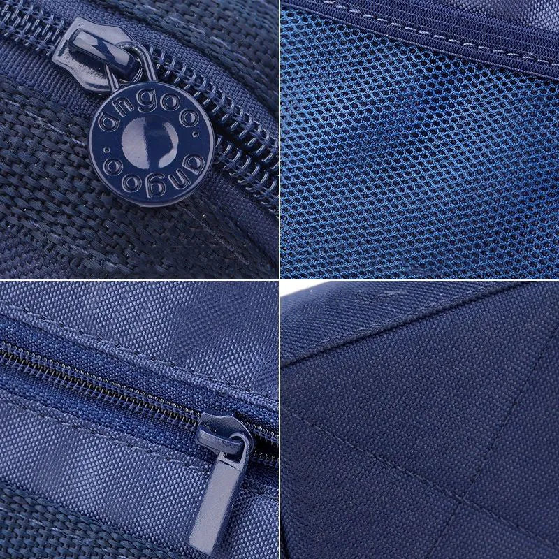 Large Oxford cloth pencil case with double zipper open, showing spacious interior, in yellow colour.