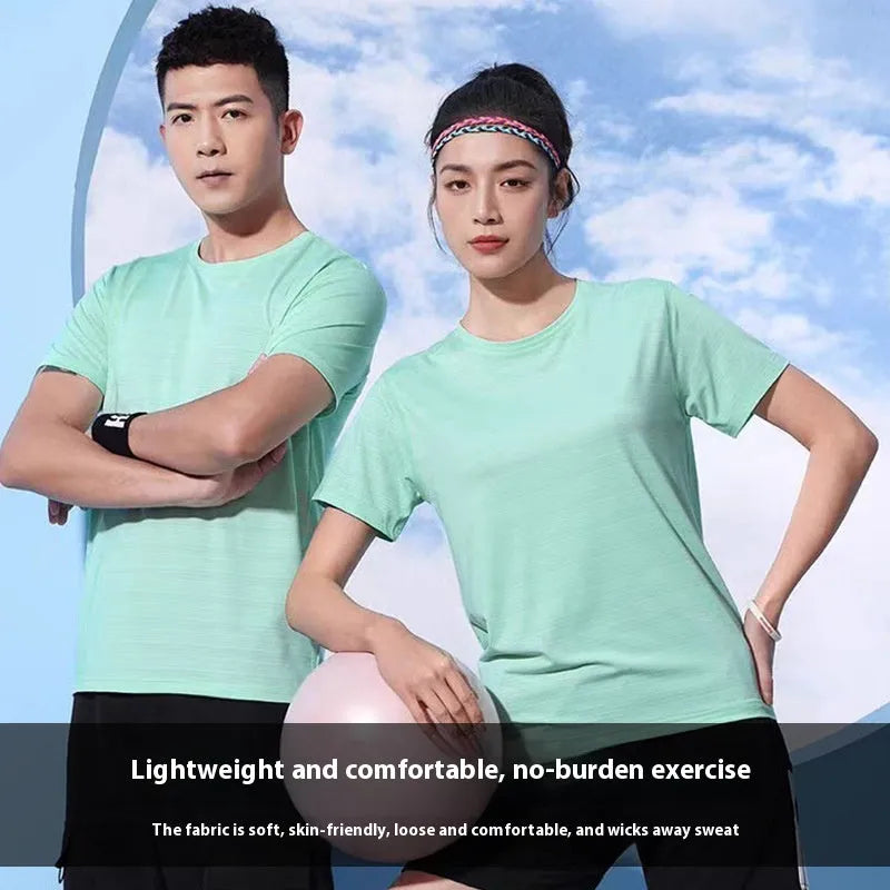 Crystal silk round neck quick-dry T-shirt in spandex fabric available in multiple colours