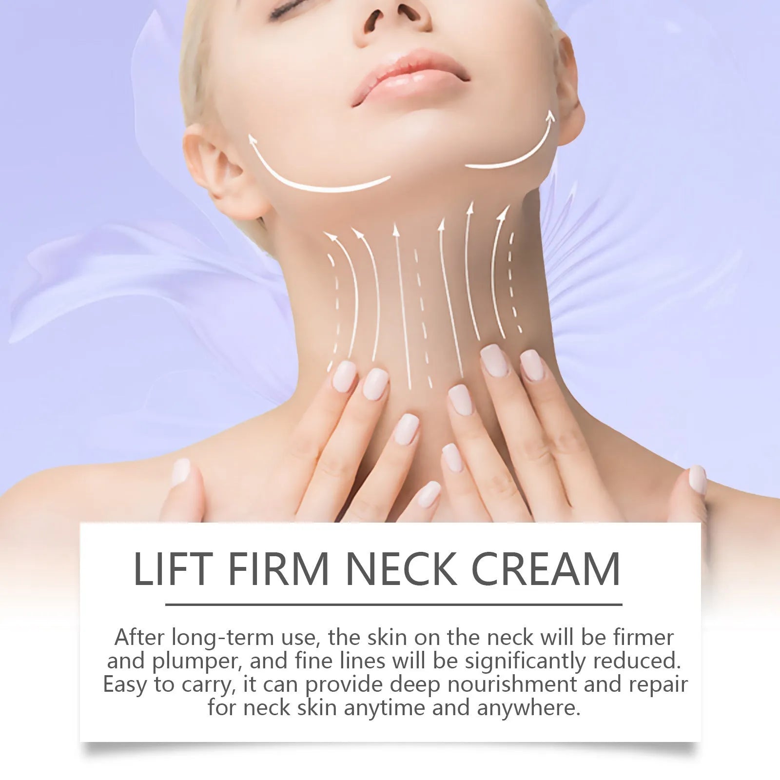 Jar of neck skin cream for moisturising and firming, net weight 50g.
