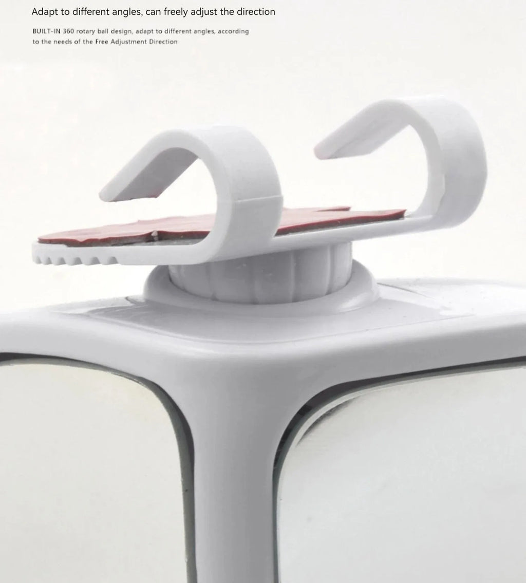 Adjustable round car blind spot mirror with ABS plastic shell shown in silver colour