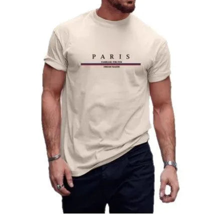 Heavy pure cotton men's short-sleeved T-shirt with letter printing in loose fit.