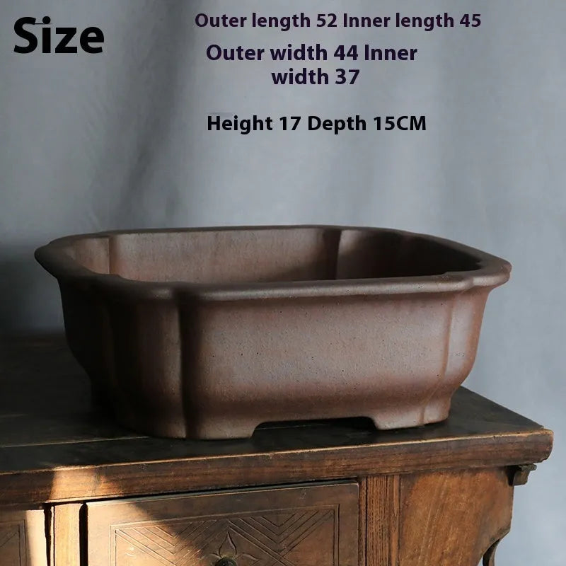 Purple sand rectangular bonsai flower pot with modern minimalist design