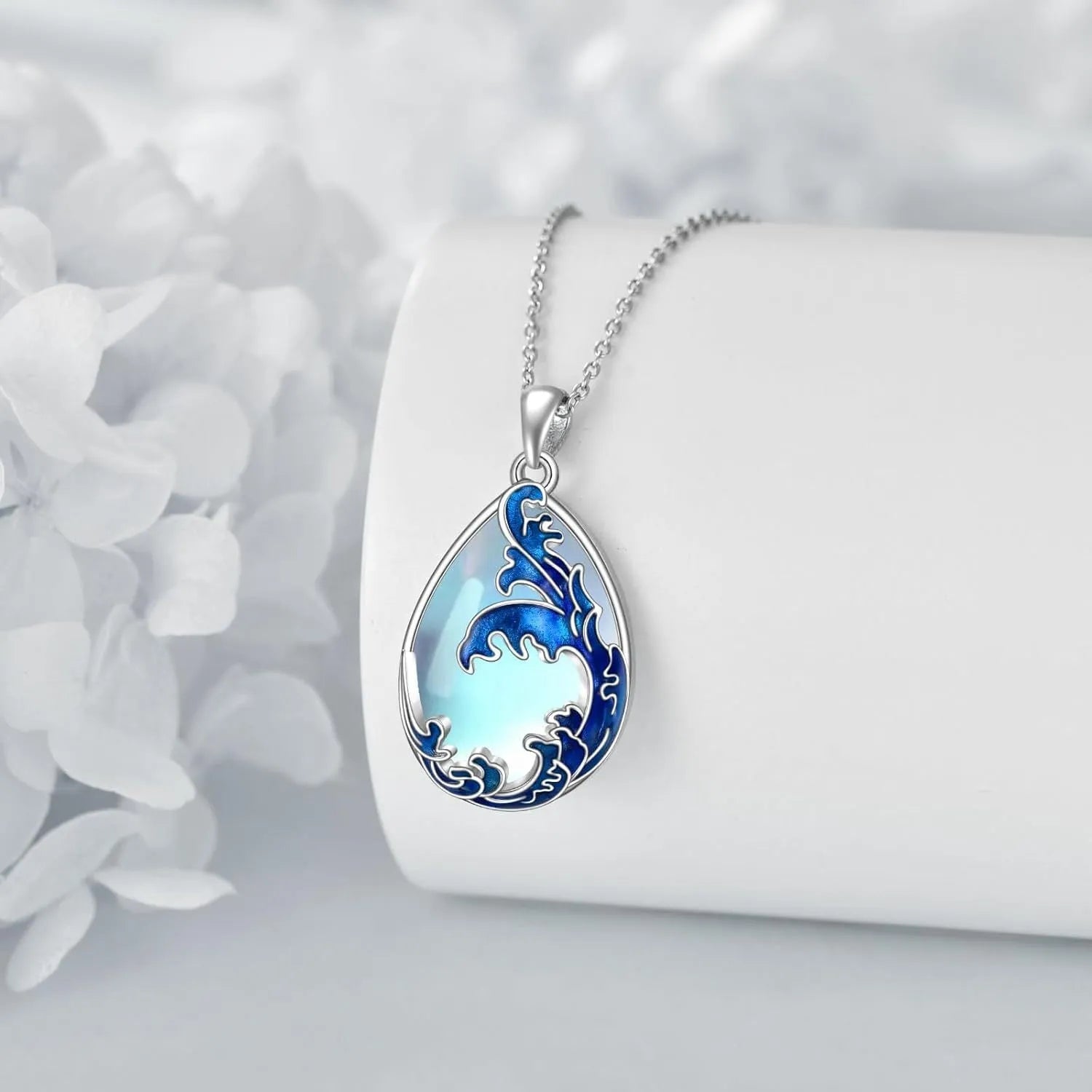 Hailang women's necklace with blue heart-shaped alloy pendant on a gold-toned adjustable chain.