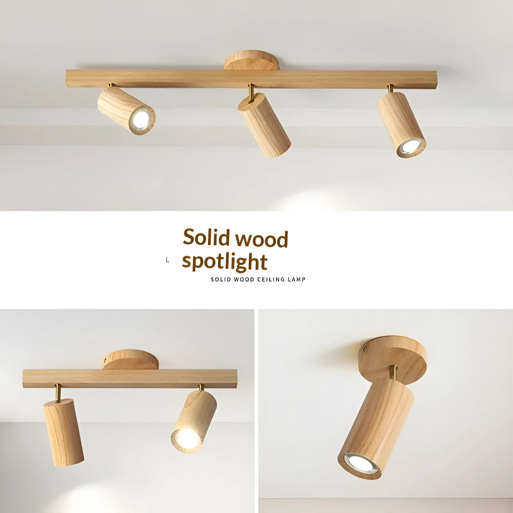 Modern minimalist log style 3-head LED spotlight ceiling lamp for living room bedroom with neutral light
