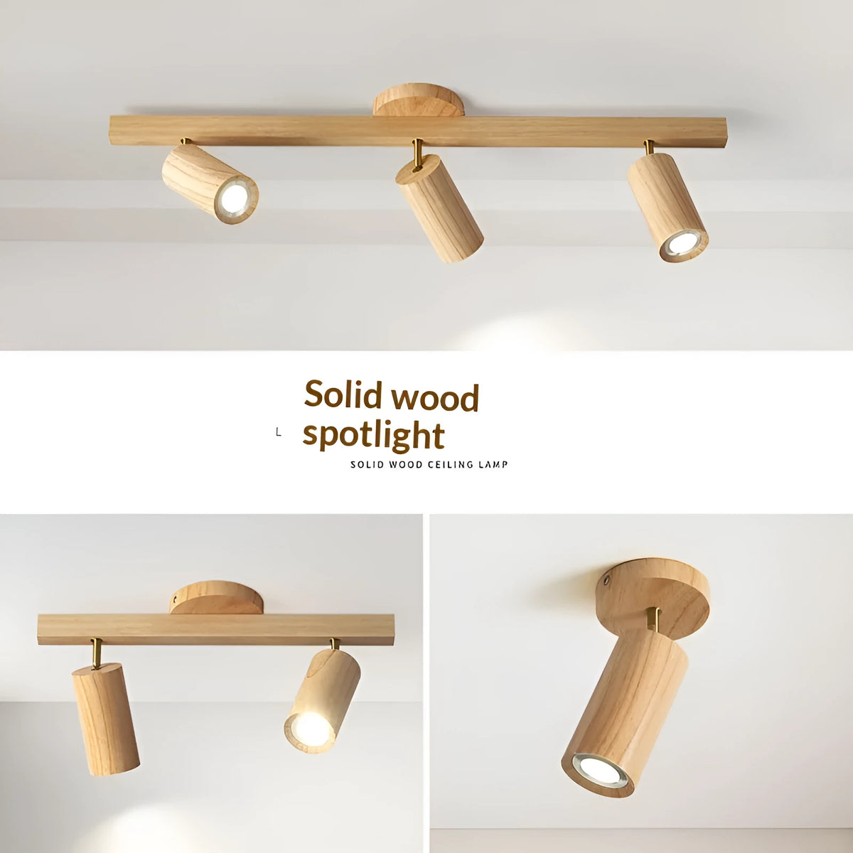Modern minimalist log style 3-head LED spotlight ceiling lamp for living room bedroom with neutral light