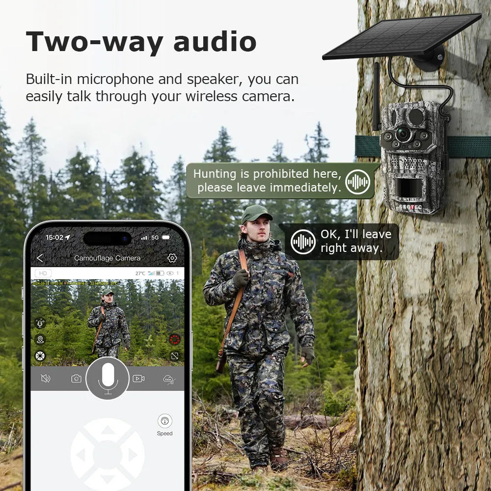Solar hunting camera with 4G GPS positioning, IP65 waterproof, 3MP/2K resolution and infrared night vision