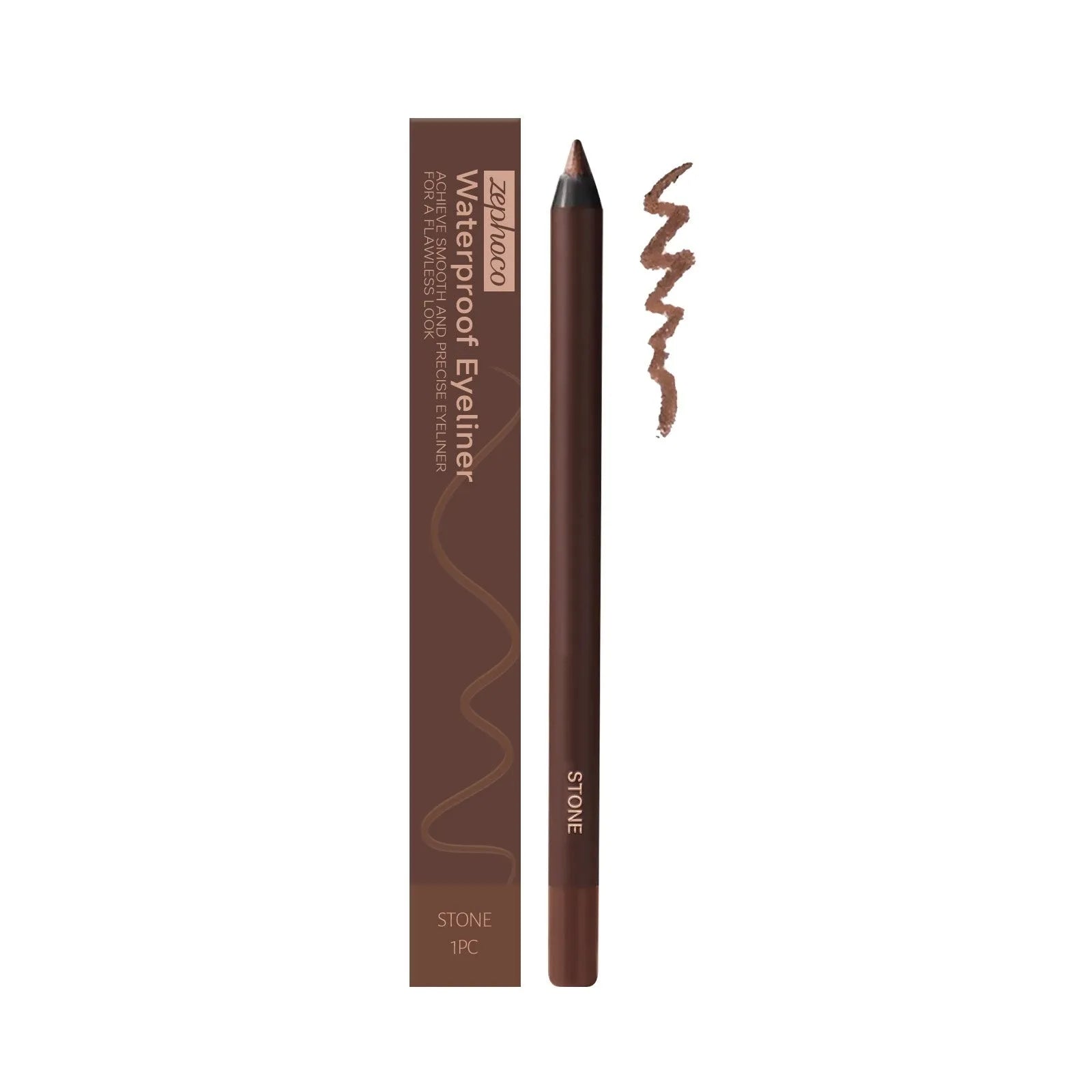 Waterproof matte liquid eyeliner pen shown in seven colour shades.