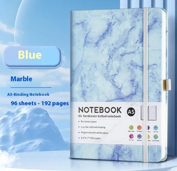 A5 diary notebook with soft skin-feel PU leather cover, strap closure, and horizontal line inner pages