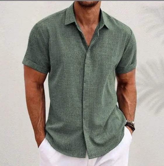 Men's light grey cotton blend cardigan with long sleeves and loose business casual fit