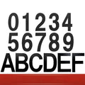 Black stainless steel adhesive house numbers showing 7.5cm characters