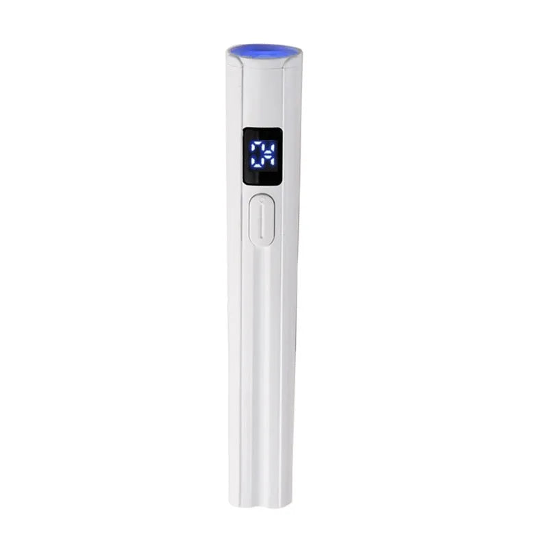 Small portable white handheld hot lamp for nail phototherapy with power storage
