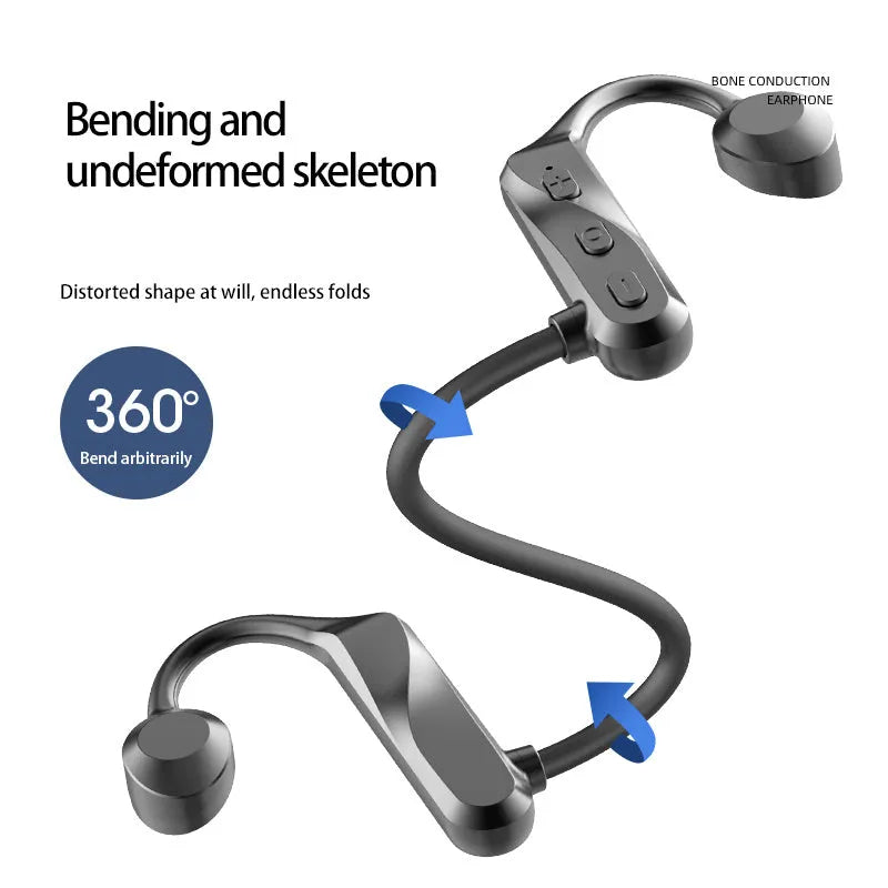 Bone conduction Bluetooth 5.0 waterproof headphones in carbon fibre black, side view