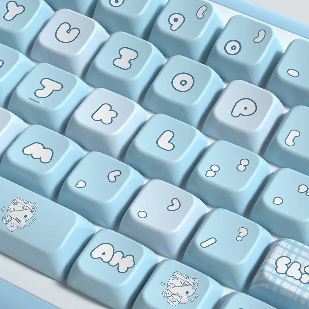 Watercolour cat design custom mechanical keyboard keycaps in a full 138 or 158 key set.