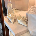 Women's Low-Cut Hollow Pointed Toe High Heels with Sharp Toe Bracket in Microfiber Available in White and Pink Sizes 35-40