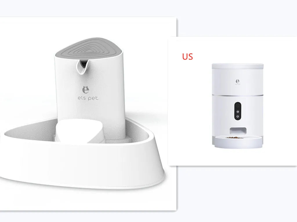 White ABS automatic pet feeder with 1080P camera, 4L capacity, and desiccant box for dry food