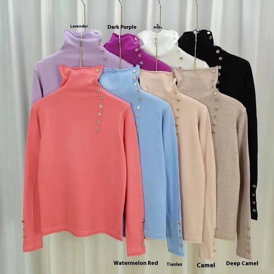 Core-spun yarn knitted pullover shirt in light camel colour with 3D pattern, short 40cm length.
