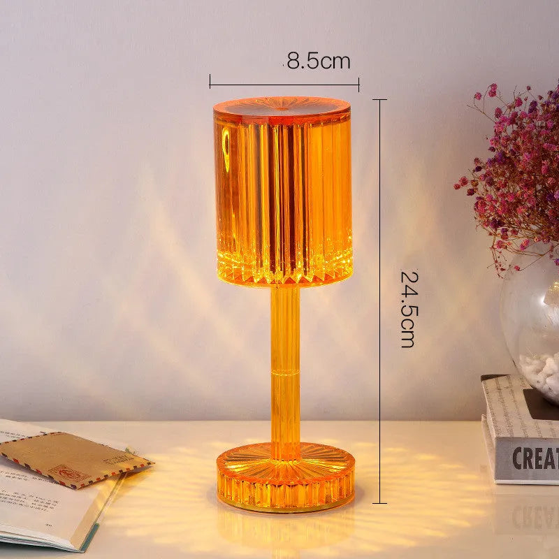 Crystal table lamp with transparent K9 crystal shade and touch dimmable base
