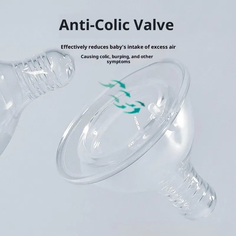 Newborn baby wide mouth feeding bottle liquid silicone nipple cross hole transparent edible silicone