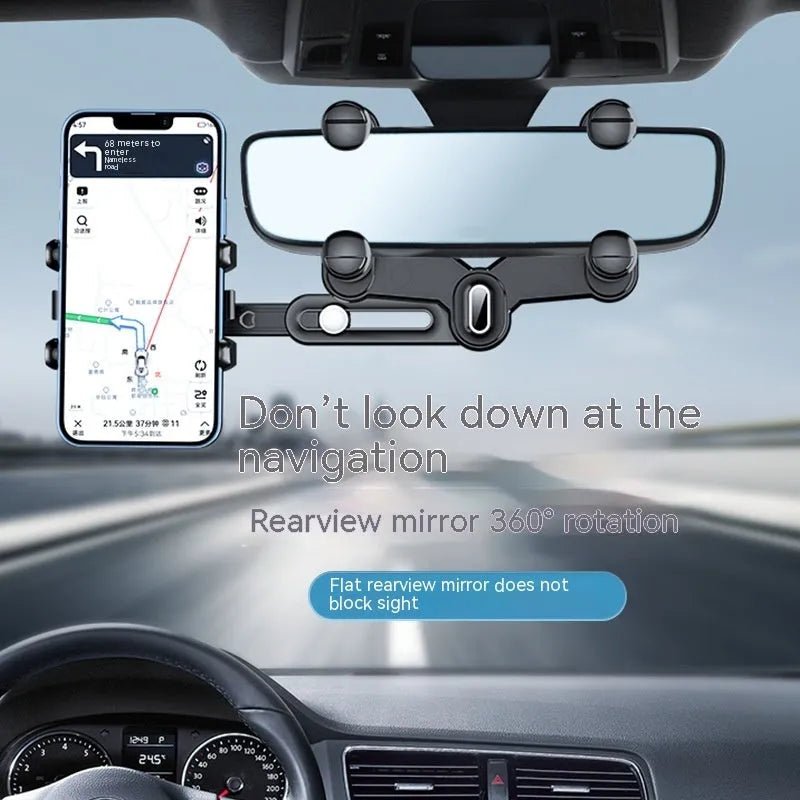 Universal car rearview mirror bracket ABS plastic phone holder with upgraded folding rod