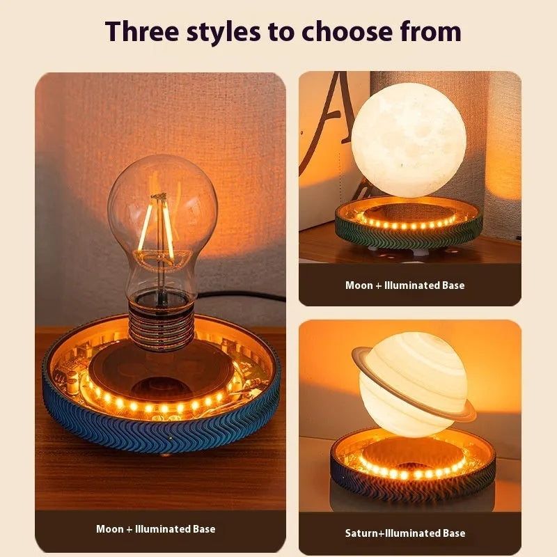 Magnetic suspension moon night lamp with floating 3D printed planetary model