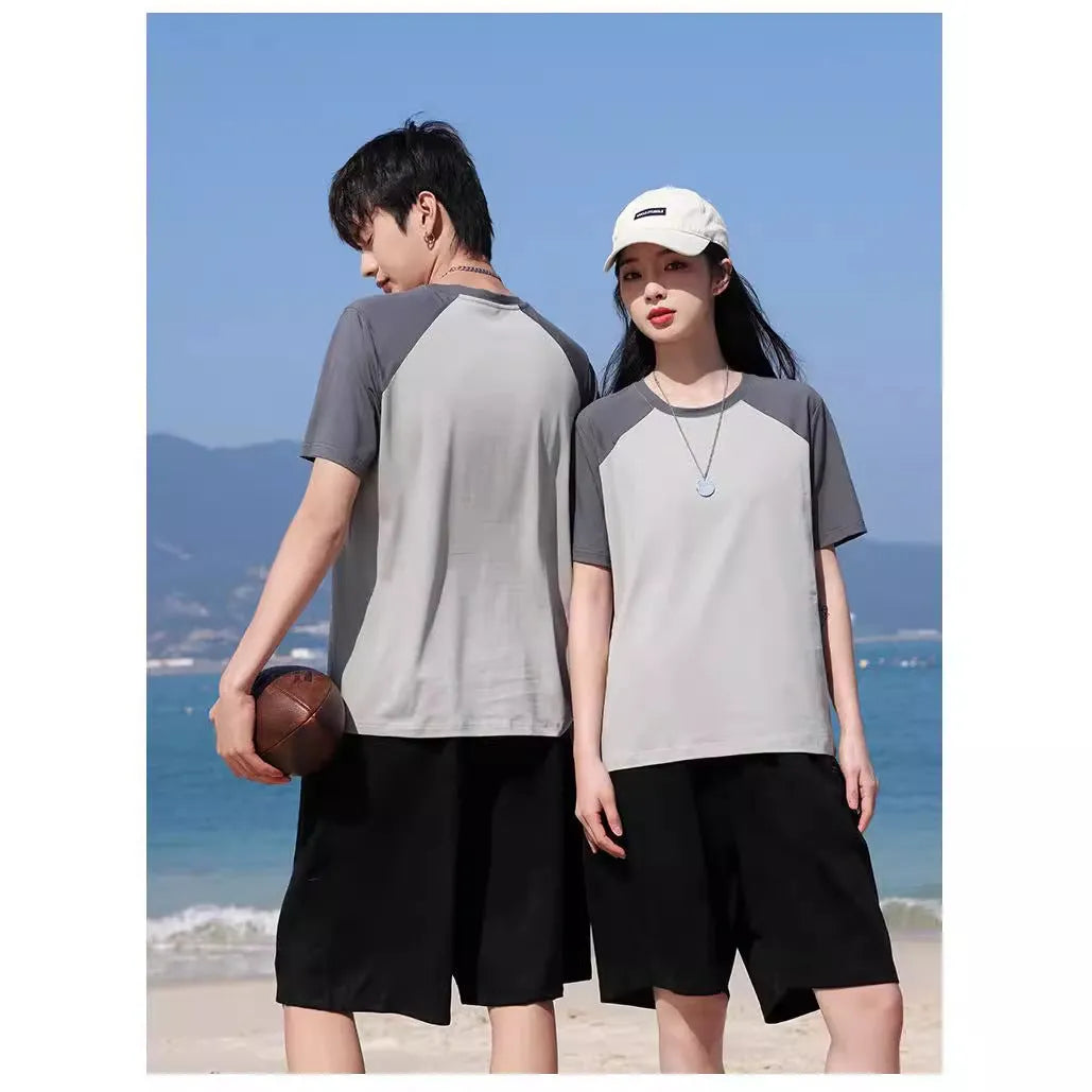Cotton blend round neck t-shirt work clothes printing pullover in loose fit with multiple colour options