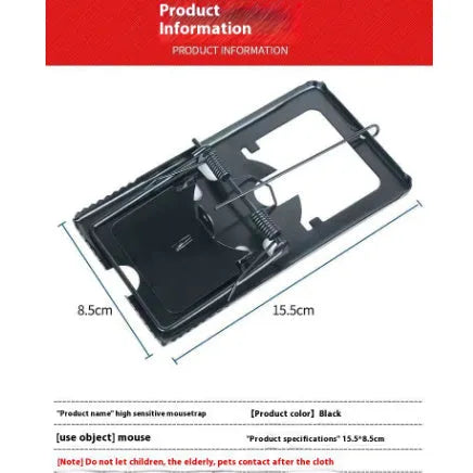 Automatic mouse trap cage shown in small, medium, and large sizes with metal and plastic construction options.