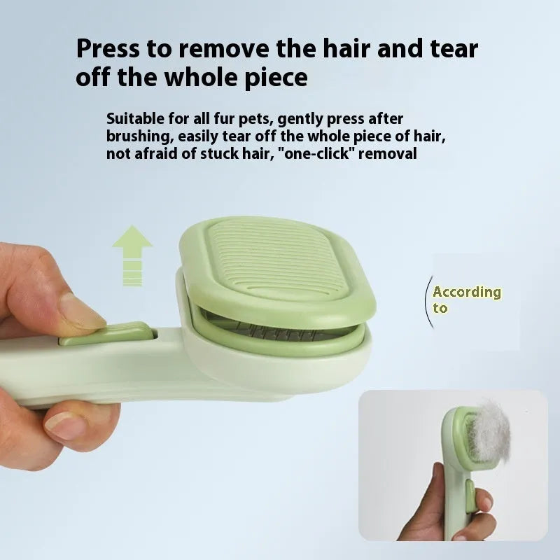 Large pet hair removal comb with stainless steel blades and ABS handle in light grey colour