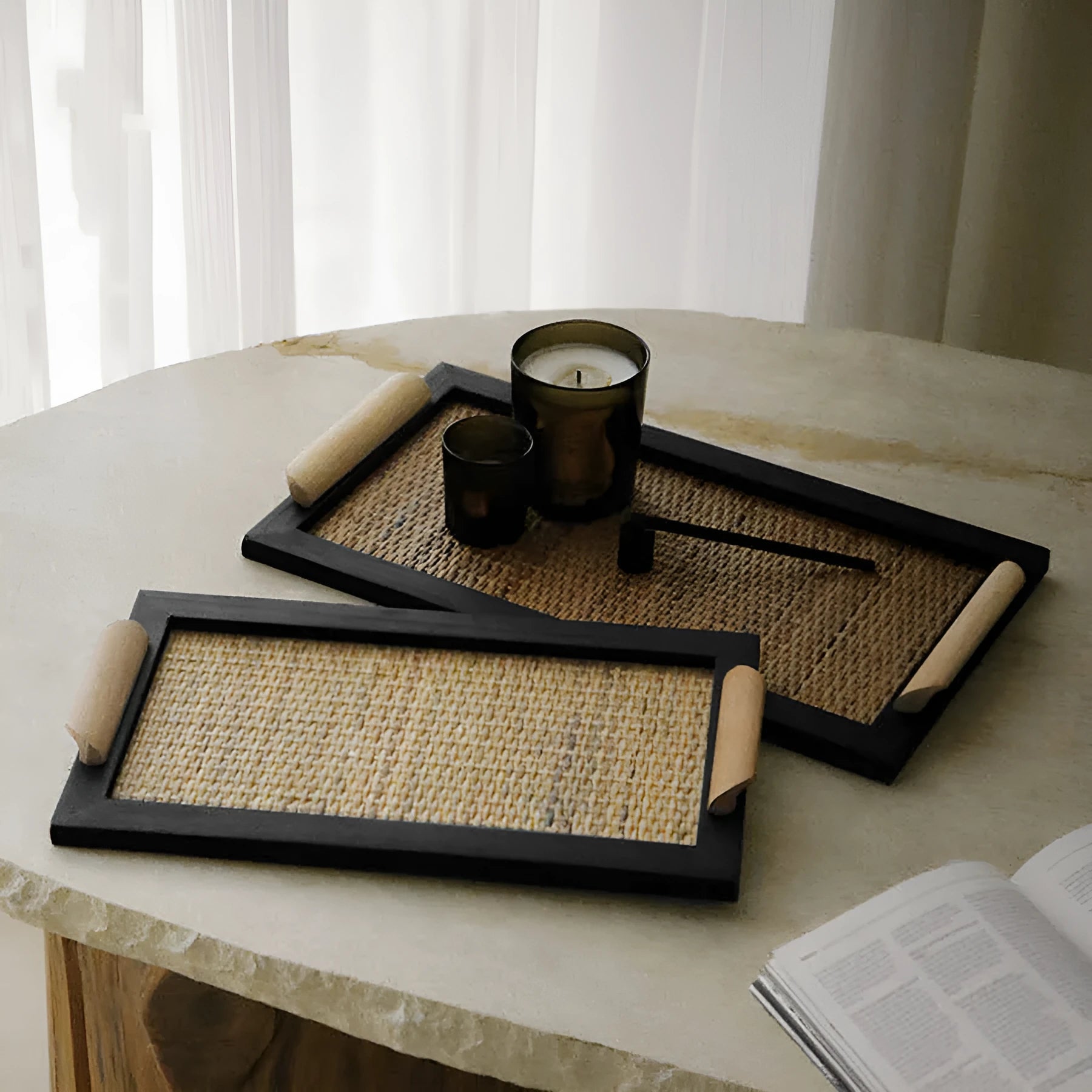 Pine wood dining tray with compartments in small and large size options