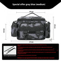 Luya crossbody multi functional fishing storage bag in Oxford cloth with camouflage pattern and multiple compartments.
