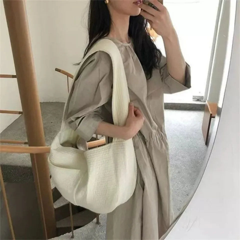 White handmade canvas pet carrier bag for dogs and cats in L size