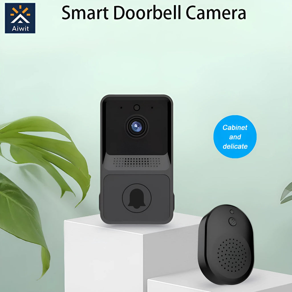 Z20 smart wireless doorbell in black with wide-angle lens and night vision LEDs