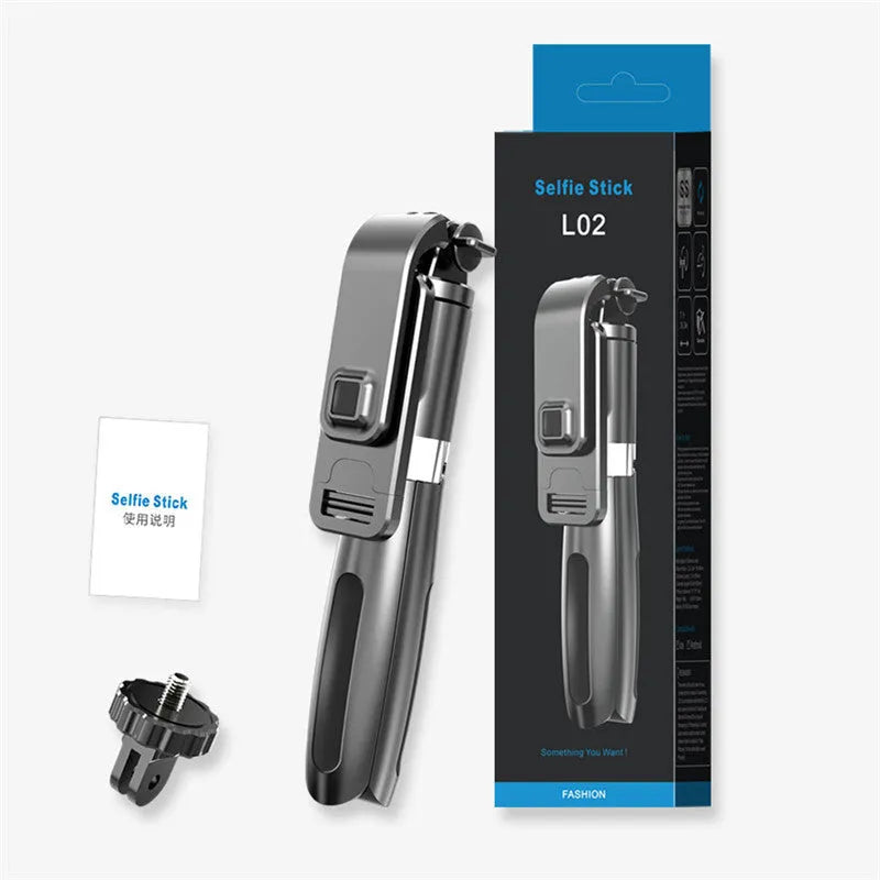 Bluetooth wireless remote control selfie stick tripod with iPhone, 190mm closed, 1000mm extended, black