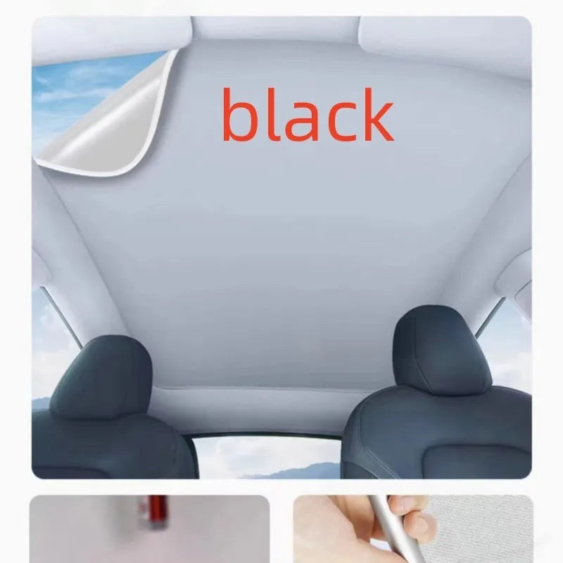 Silicone electrostatic car sunshade with plaid pattern shown in black colour