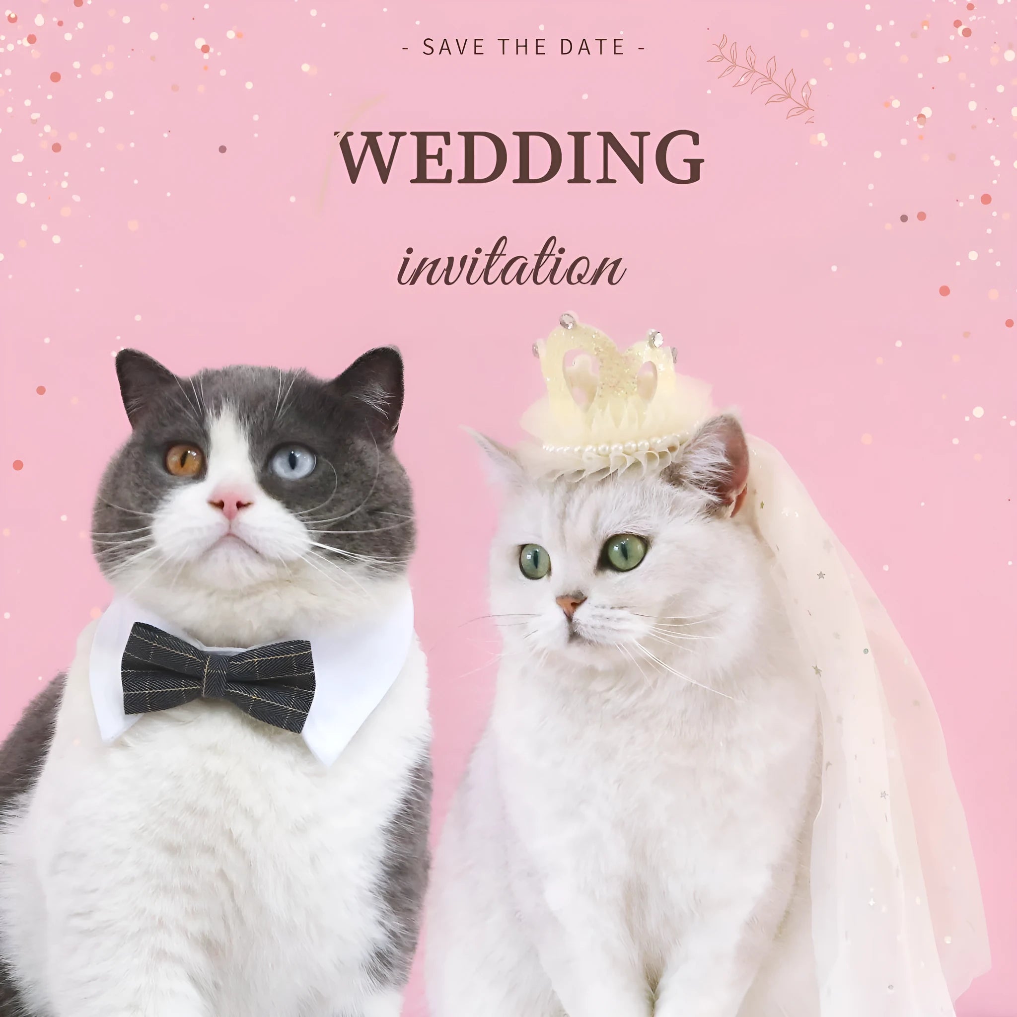 Pet cat wearing princess crown headdress with veil for wedding or birthday costume