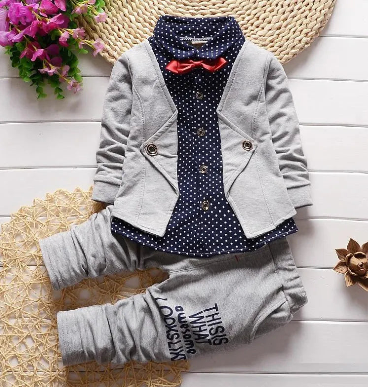 Casual kids sport suit tracksuit set in blue, available in sizes S, M, L, XL.