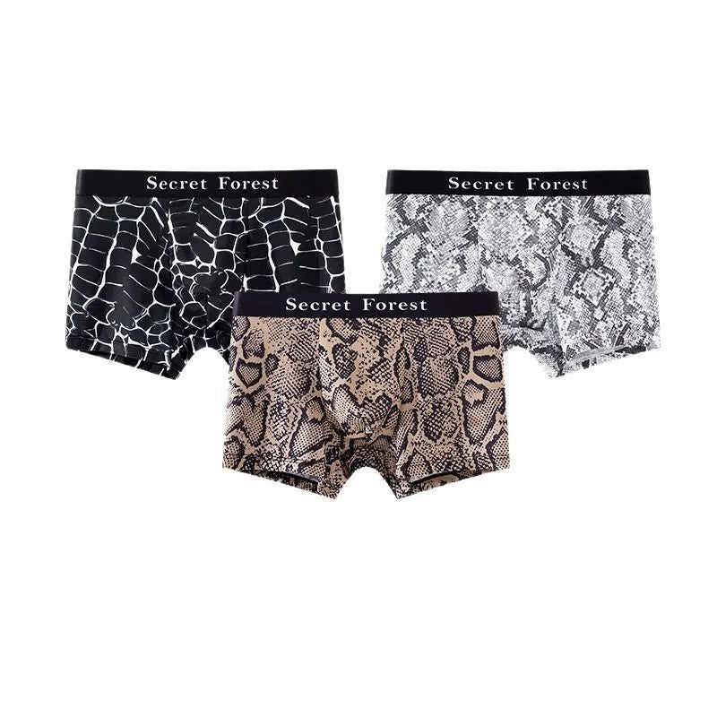 Men's loose fit thin boxer shorts in black, grey, and brown colours, made from quick-dry polyester.