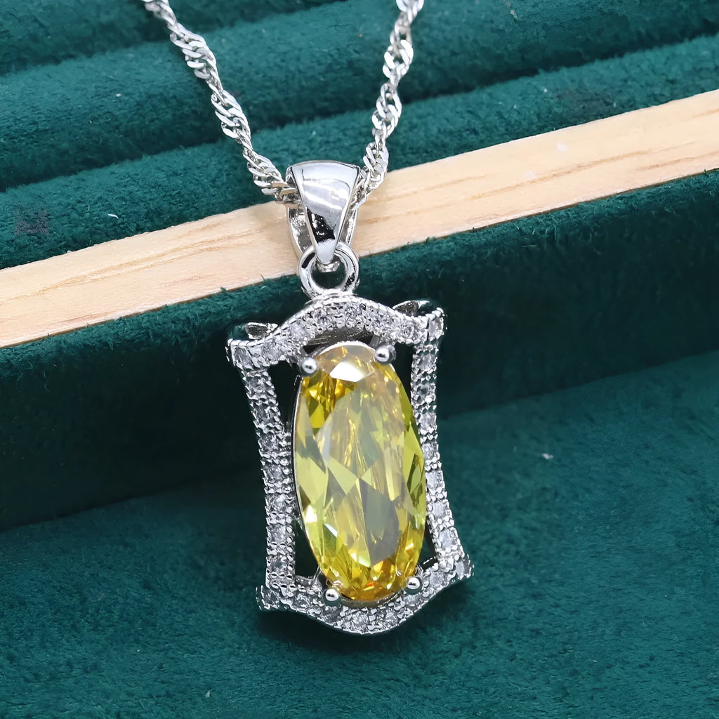 Women's zircon jewellery set with necklace, earrings, ring, and bracelet in alloy with snake bones chain for formal dinner wear