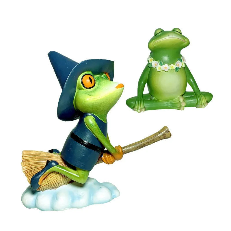 European style Magic Yoga Frog ornament in RDW123 colour on a shelf.
